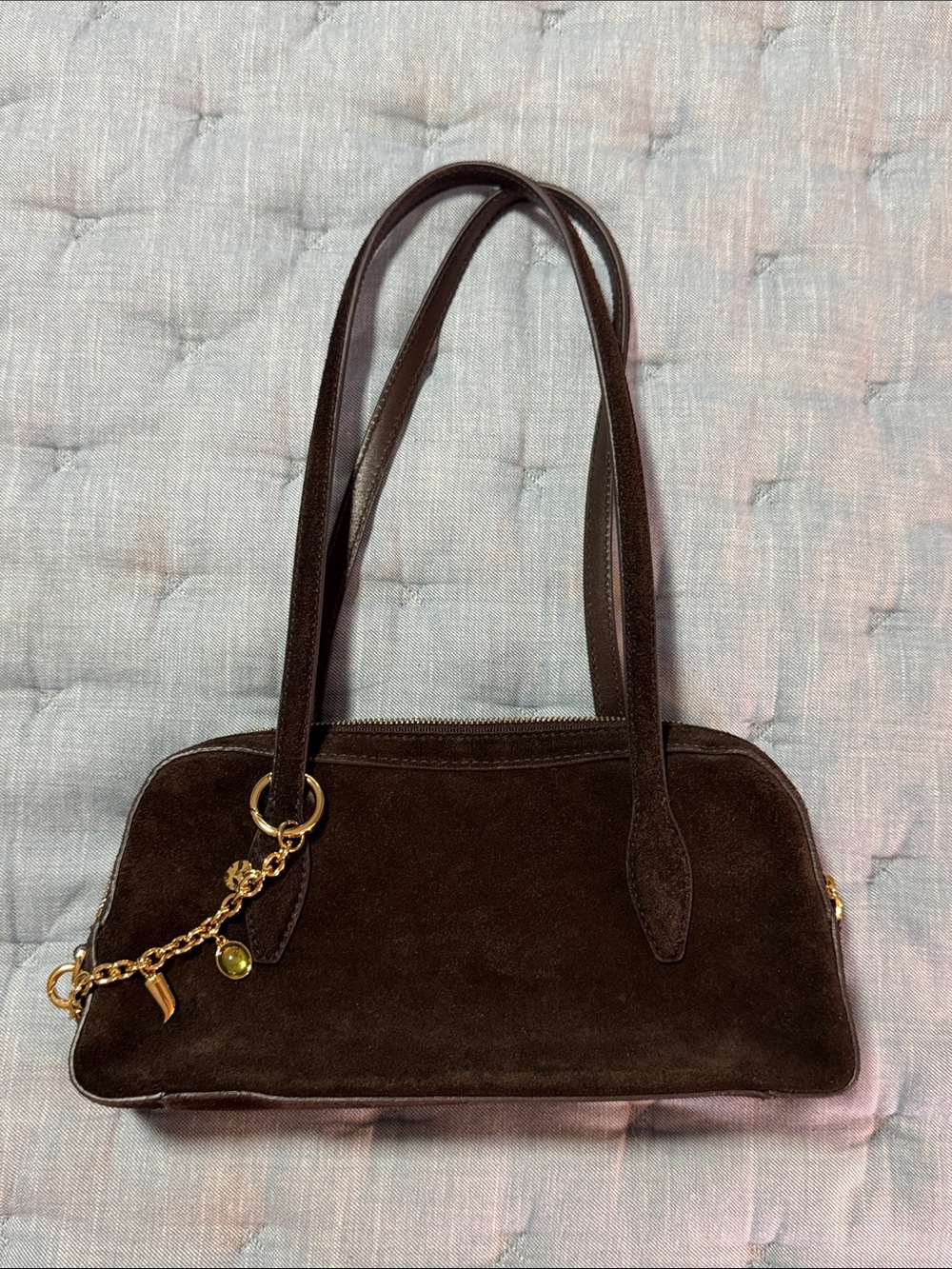 MADEWELL Suede Top Zip Mini Shoulder Bag in Dark Brown
